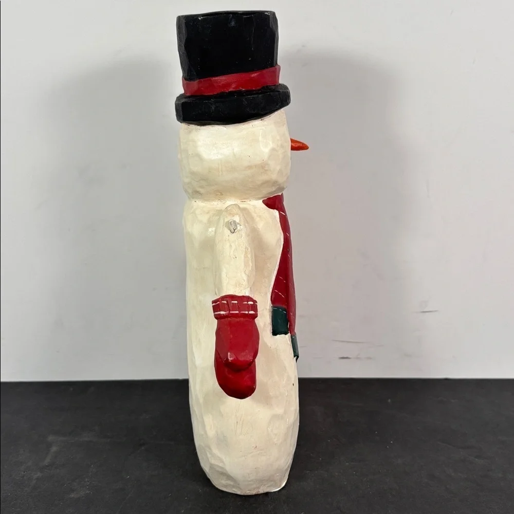 Carved Style Snowman Folk Art Christmas Figure 8.5 in